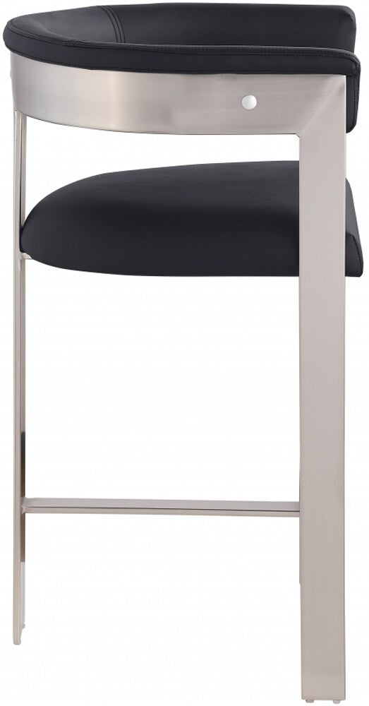 Meridian Furniture - Romeo Black Vegan Leather Counter Stool (Set of 2) - 738Black-C veiw 4