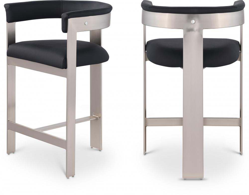Meridian Furniture - Romeo Black Vegan Leather Counter Stool (Set of 2) - 738Black-C veiw 6