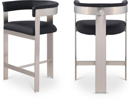 Meridian Furniture - Romeo Black Vegan Leather Counter Stool (Set of 2) - 738Black-C veiw 6