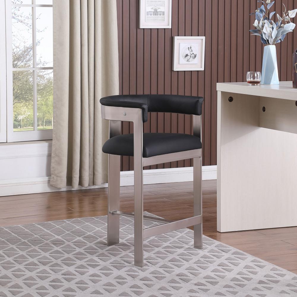 Meridian Furniture - Romeo Black Vegan Leather Counter Stool (Set of 2) - 738Black-C veiw 7