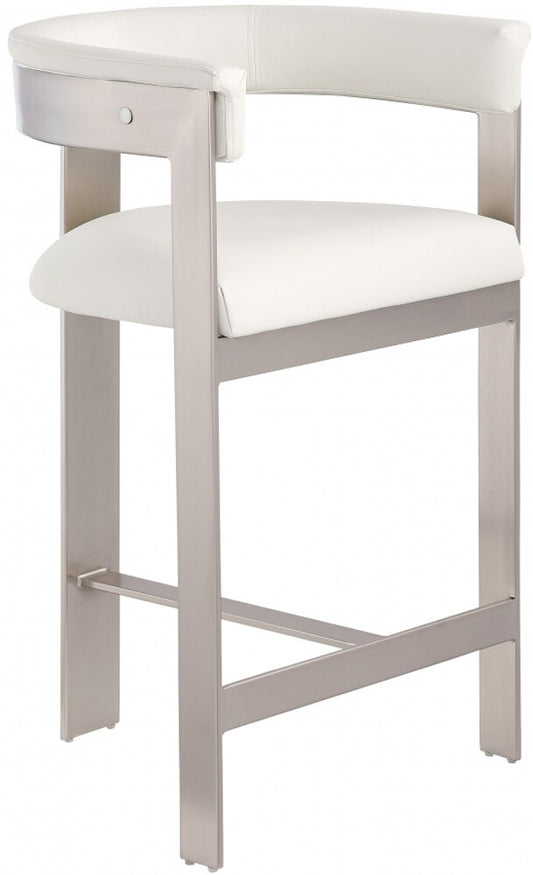 Meridian Furniture - Romeo Cream Vegan Leather Counter Stool (Set of 2) - 738Cream-C veiw 1