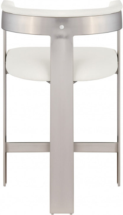 Meridian Furniture - Romeo Cream Vegan Leather Counter Stool (Set of 2) - 738Cream-C veiw 2