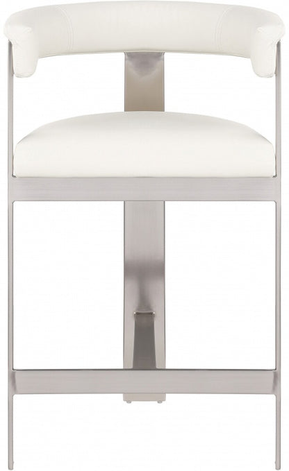 Meridian Furniture - Romeo Cream Vegan Leather Counter Stool (Set of 2) - 738Cream-C veiw 3