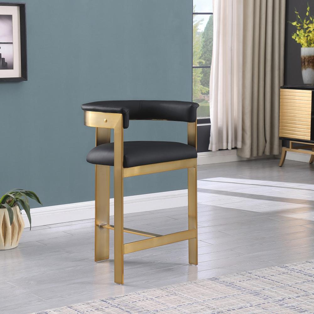 Meridian Furniture - Romeo Black Vegan Leather Counter Stool (Set of 2) - 875Black-C veiw 7