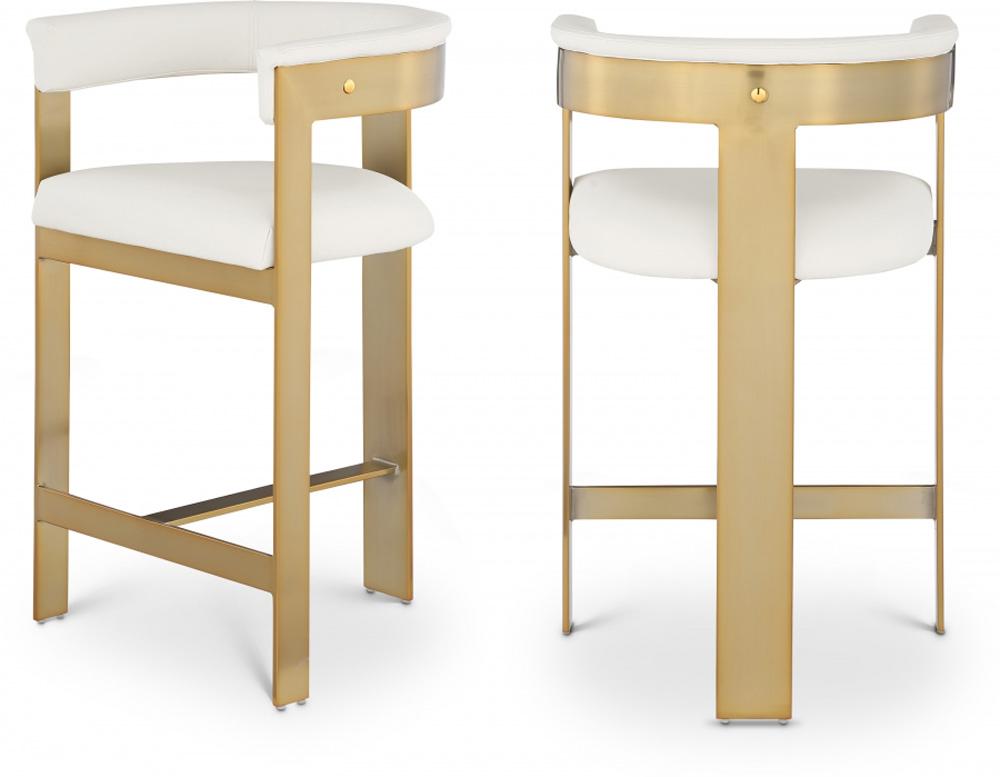 Meridian Furniture - Romeo Cream Vegan Leather Counter Stool (Set of 2) - 875Cream-C veiw 6