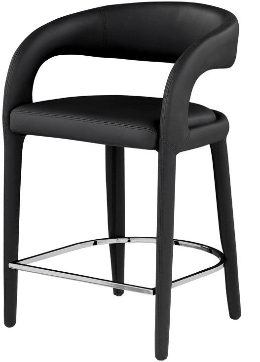 Meridian Furniture - Sylvester Black Vegan Leather Stool - 989Black-C veiw 1