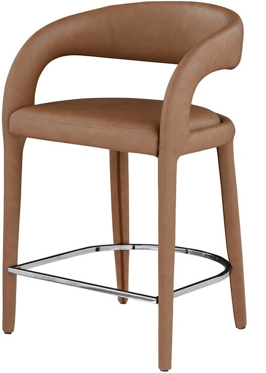 Meridian Furniture - Sylvester Brown Vegan Leather Stool - 989Brown-C veiw 1