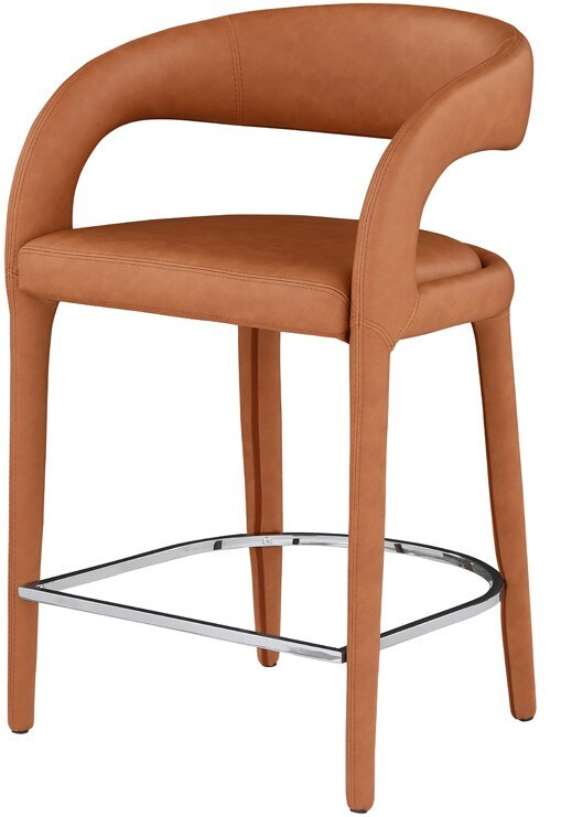 Meridian Furniture - Sylvester Cognac Vegan Leather Stool - 989Cognac-C veiw 1
