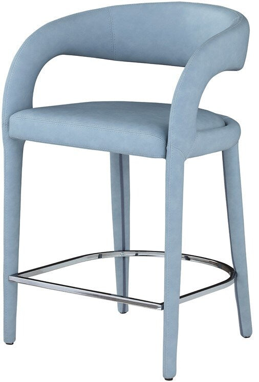 Meridian Furniture - Sylvester Light Blue Vegan Leather Stool - 989LtBlu-C veiw 1