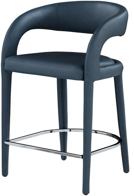 Meridian Furniture - Sylvester Navy Vegan Leather Stool - 989Navy-C veiw 1