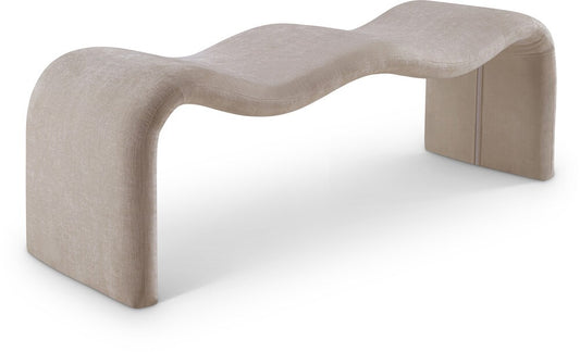 Meridian Furniture - Willow Beige Chenille Fabric Bench - 22098Beige veiw 1