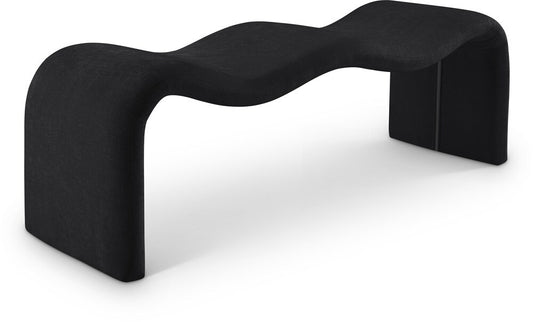 Meridian Furniture - Willow Black Chenille Fabric Bench - 22098Black veiw 1