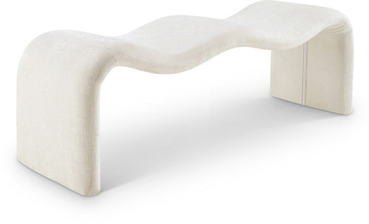 Meridian Furniture - Willow Cream Chenille Fabric Bench - 22098Cream veiw 1