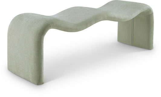 Meridian Furniture - Willow Mint Chenille Fabric Bench - 22098Mint veiw 1