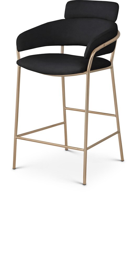 Meridian Furniture - Yara Black Velvet Counter Stool - 550Black-C veiw 1