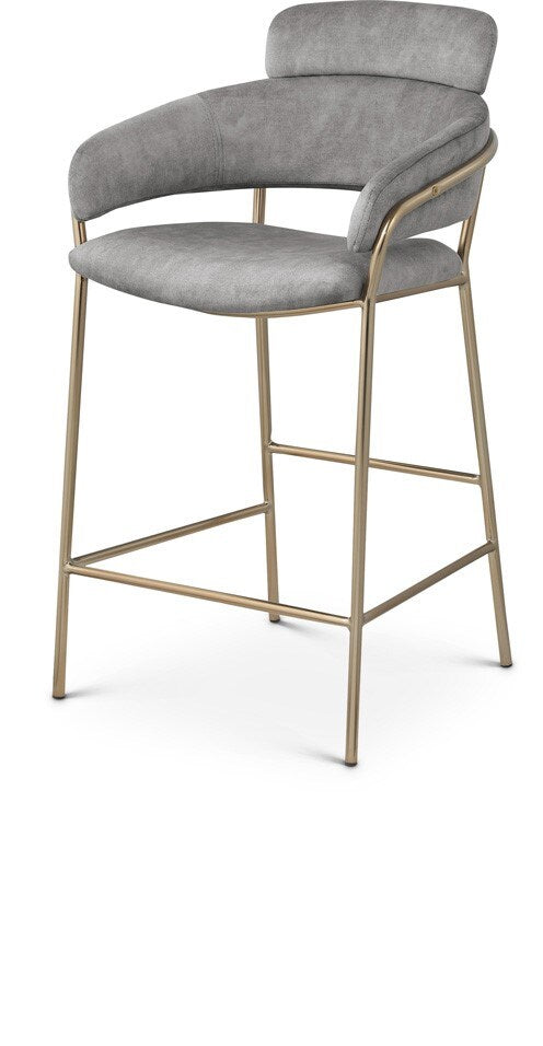 Meridian Furniture - Yara Grey Velvet Counter Stool - 550Grey-C veiw 1