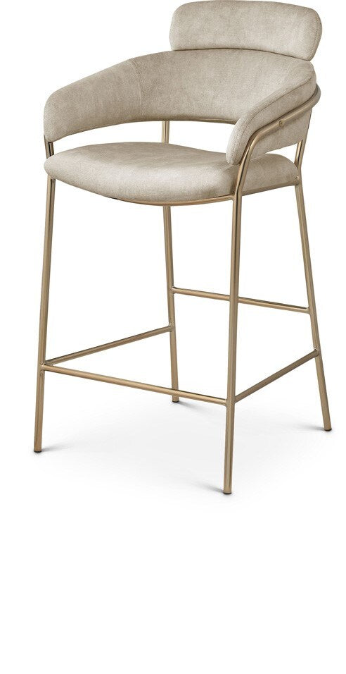 Meridian Furniture - Yara Stone Velvet Counter Stool - 550Stone-C veiw 1