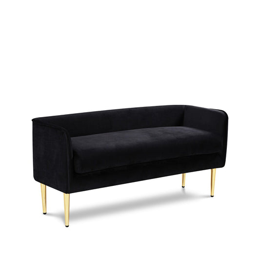 Meridian Furniture - Audrey Black Velvet Bench - 184Black veiw 1