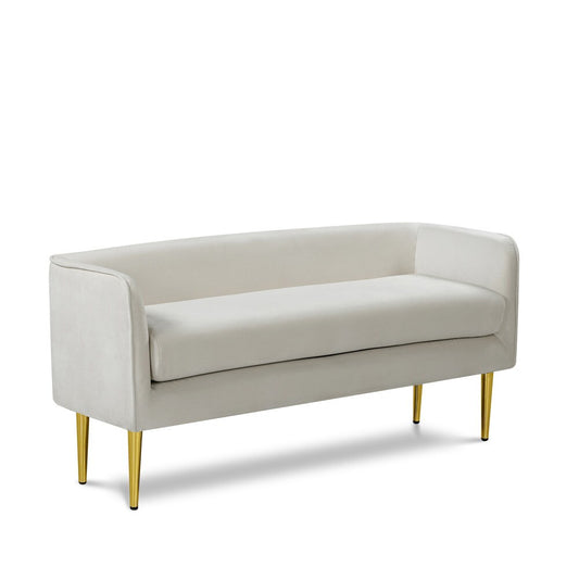 Meridian Furniture - Audrey Cream Velvet Bench - 184Cream veiw 1