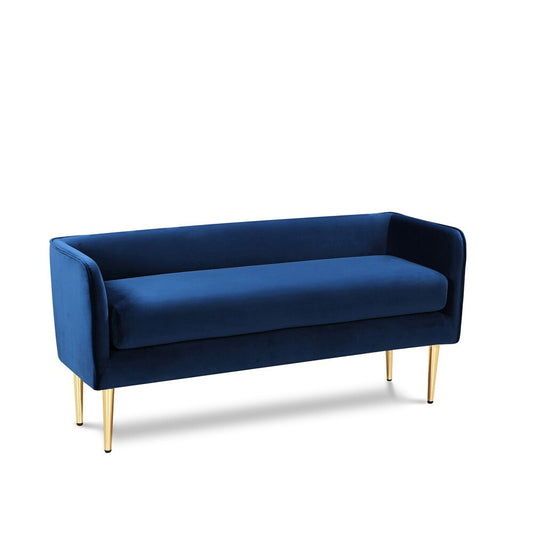 Meridian Furniture - Audrey Navy Velvet Bench - 184Navy veiw 1
