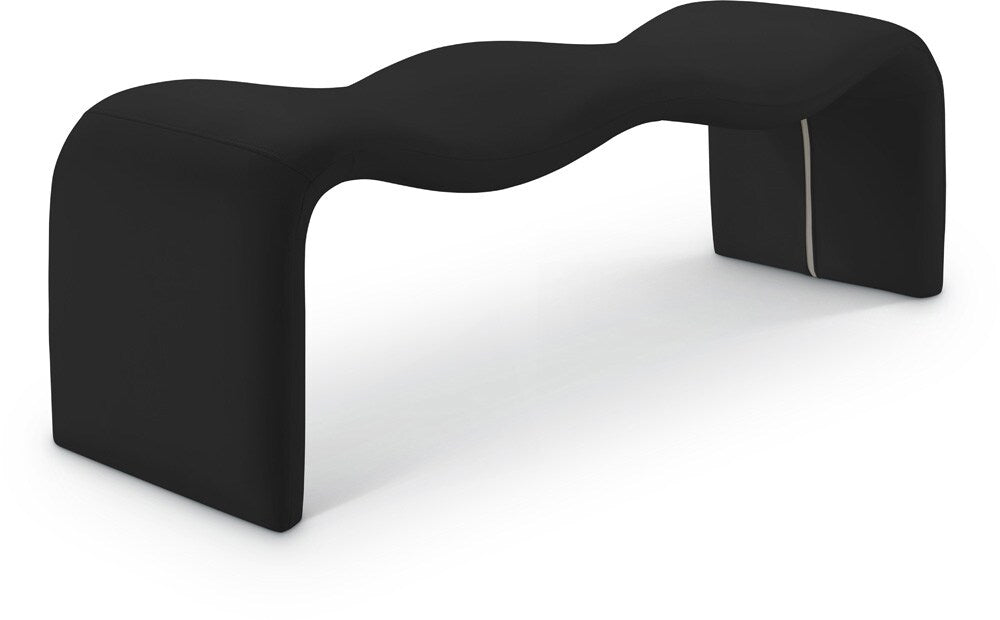 Meridian Furniture - Willow Black Vegan Leather Bench - 22096Black veiw 1