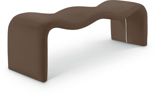 Meridian Furniture - Willow Brown Vegan Leather Bench - 22096Brown veiw 1