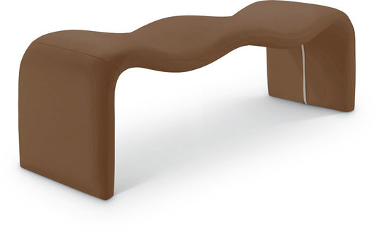 Meridian Furniture - Willow Cognac Vegan Leather Bench - 22096Cognac veiw 1