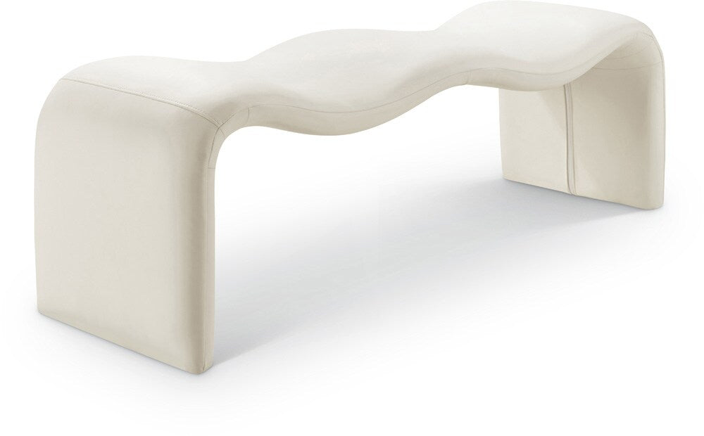 Meridian Furniture - Willow Cream Vegan Leather Bench - 22096Cream veiw 1