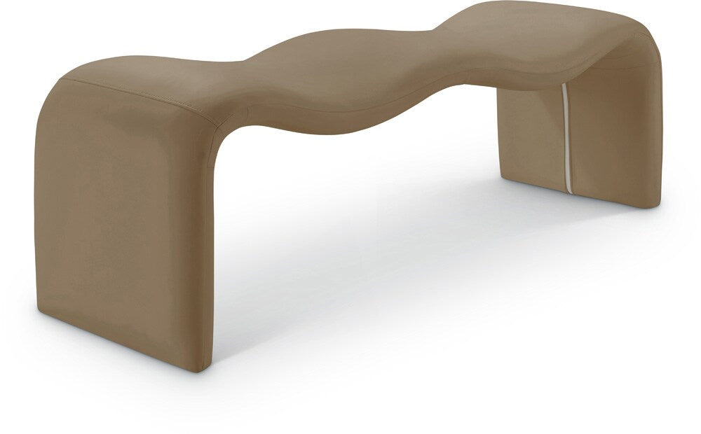 Meridian Furniture - Willow Tan Vegan Leather Bench - 22096Tan veiw 1