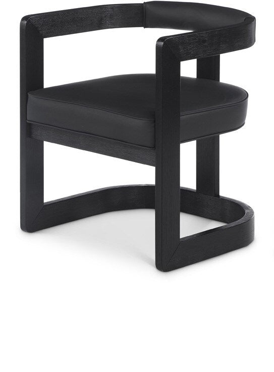 Meridian Furniture - Manchester Black Vegan Leather Dining Chair - 591Black-C veiw 1