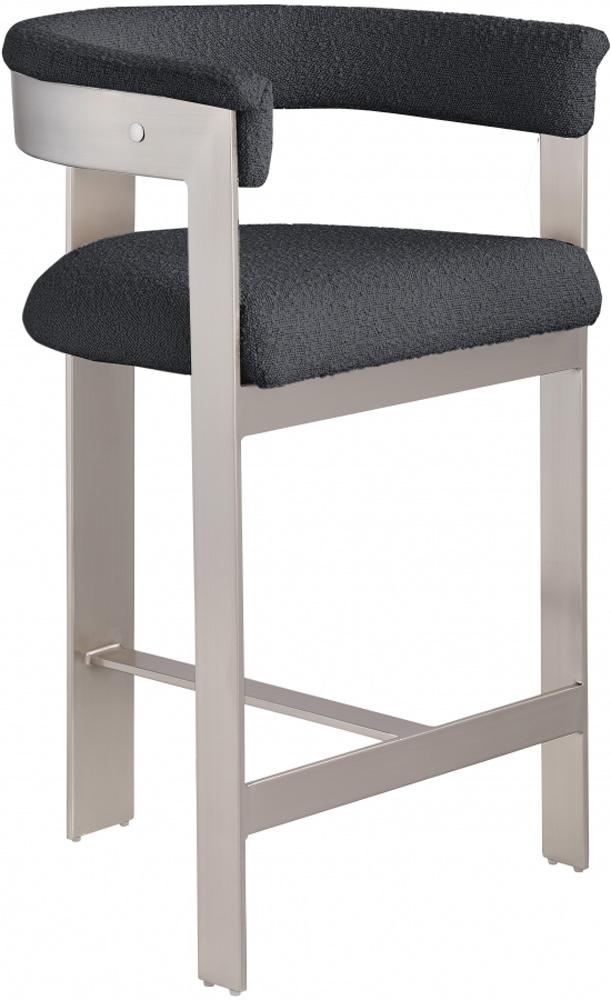 Meridian Furniture - Romeo Black Boucle Fabric Counter Stool (Set of 2) - 739Black-C veiw 1