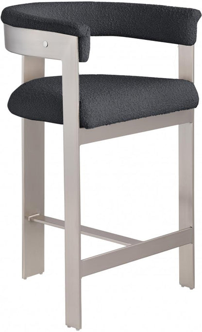 Meridian Furniture - Romeo Black Boucle Fabric Counter Stool (Set of 2) - 739Black-C veiw 1