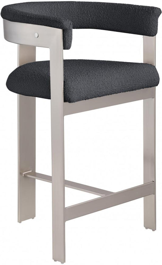 Meridian Furniture - Romeo Black Boucle Fabric Counter Stool (Set of 2) - 739Black-C veiw 1