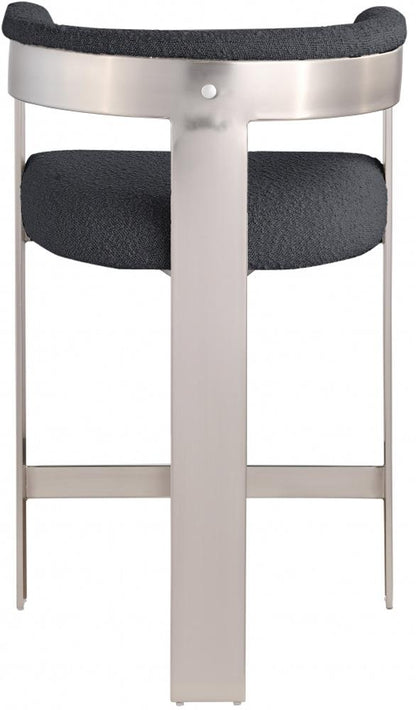 Meridian Furniture - Romeo Black Boucle Fabric Counter Stool (Set of 2) - 739Black-C veiw 2