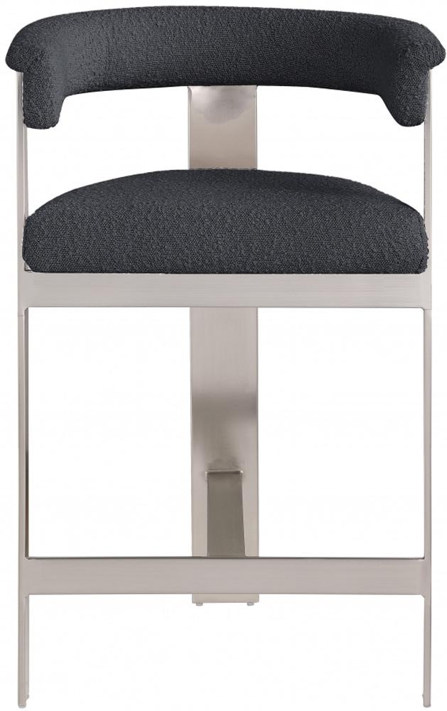 Meridian Furniture - Romeo Black Boucle Fabric Counter Stool (Set of 2) - 739Black-C veiw 3