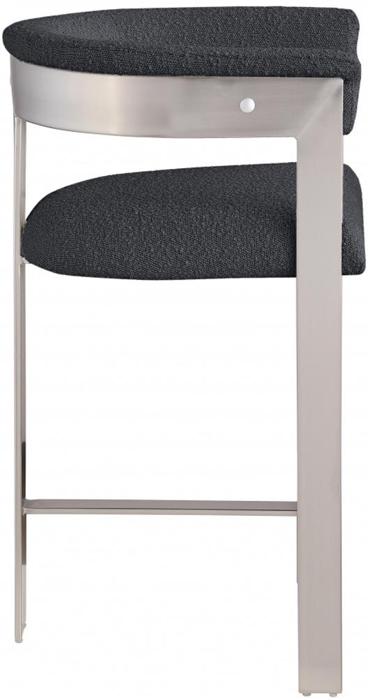 Meridian Furniture - Romeo Black Boucle Fabric Counter Stool (Set of 2) - 739Black-C veiw 4