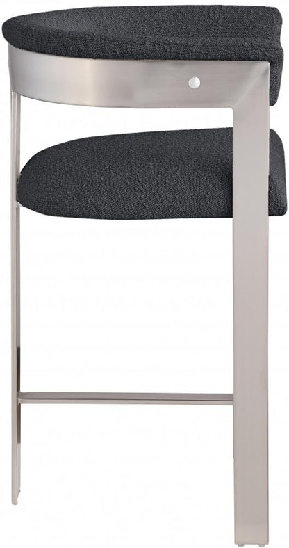 Meridian Furniture - Romeo Black Boucle Fabric Counter Stool (Set of 2) - 739Black-C veiw 4