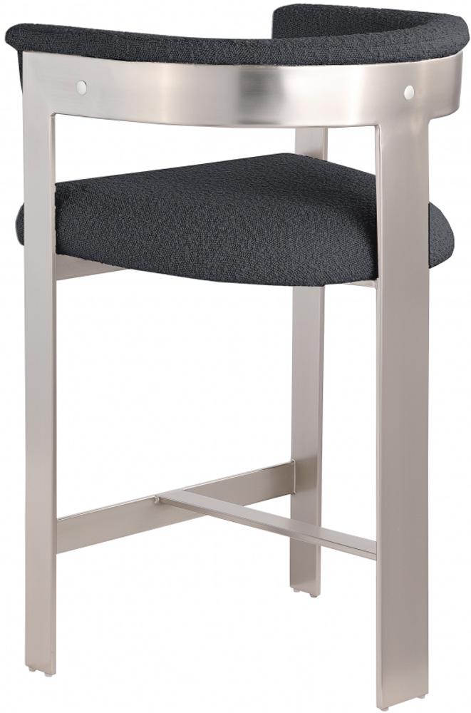 Meridian Furniture - Romeo Black Boucle Fabric Counter Stool (Set of 2) - 739Black-C veiw 5