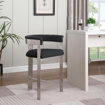 Meridian Furniture - Romeo Black Boucle Fabric Counter Stool (Set of 2) - 739Black-C veiw 6
