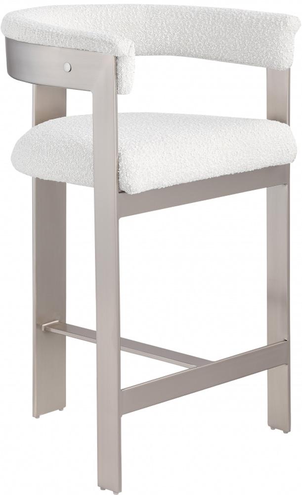 Meridian Furniture - Romeo Cream Boucle Fabric Counter Stool (Set of 2) - 739Cream-C veiw 1