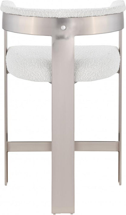 Meridian Furniture - Romeo Cream Boucle Fabric Counter Stool (Set of 2) - 739Cream-C veiw 2