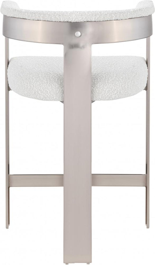 Meridian Furniture - Romeo Cream Boucle Fabric Counter Stool (Set of 2) - 739Cream-C veiw 2