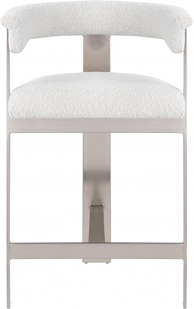 Meridian Furniture - Romeo Cream Boucle Fabric Counter Stool (Set of 2) - 739Cream-C veiw 3