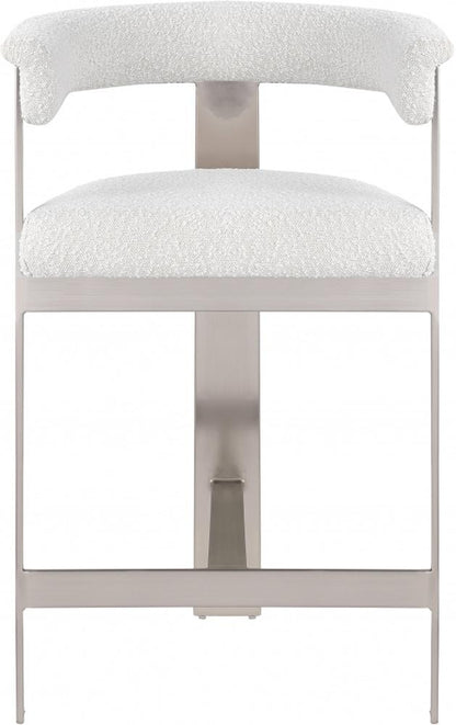 Meridian Furniture - Romeo Cream Boucle Fabric Counter Stool (Set of 2) - 739Cream-C veiw 3