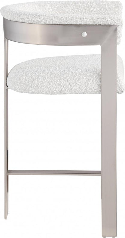 Meridian Furniture - Romeo Cream Boucle Fabric Counter Stool (Set of 2) - 739Cream-C veiw 4