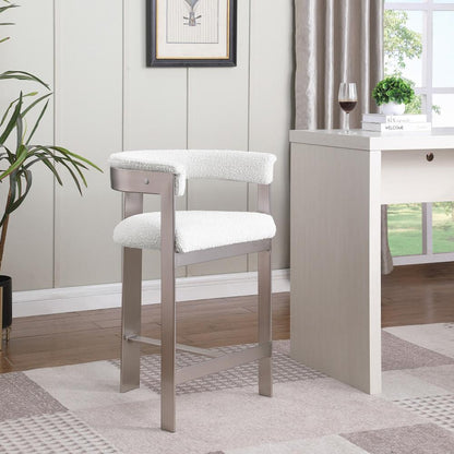 Meridian Furniture - Romeo Cream Boucle Fabric Counter Stool (Set of 2) - 739Cream-C veiw 6