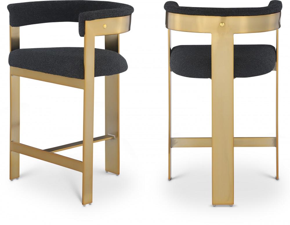 Meridian Furniture - Romeo Black Boucle Fabric Counter Stool (Set of 2) - 876Black-C veiw 6