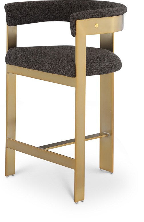 Meridian Furniture - Romeo Brown Boucle Fabric Counter Stool (Set of 2) - 876Brown-C veiw 1