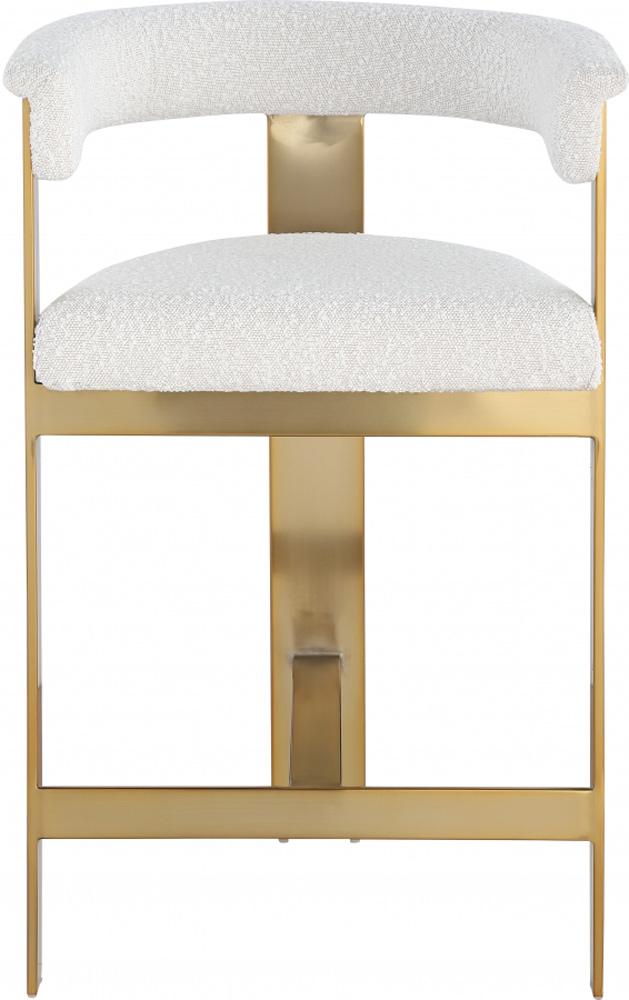 Meridian Furniture - Romeo Cream Boucle Fabric Counter Stool (Set of 2) - 876Cream-C veiw 3