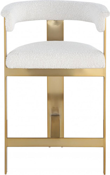 Meridian Furniture - Romeo Cream Boucle Fabric Counter Stool (Set of 2) - 876Cream-C veiw 3